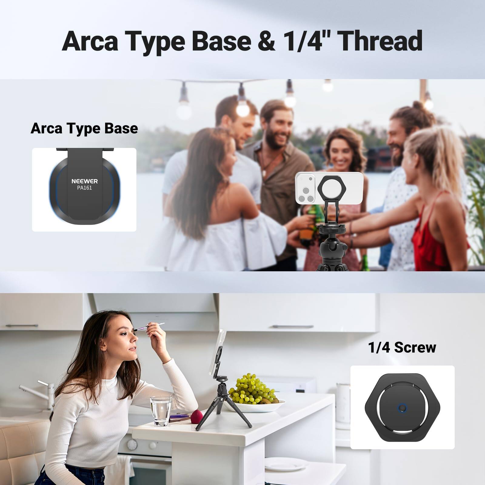 Arca Type Base & 1/4" Thread

Arca Type Base

NEEWER PA161

1/4" Screw