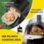 The image features a 2-layer design that holds two pizzas at the same time. It also has a removable and washable grill, making it easy to clean. The cooking area is quite spacious, measuring 288 square inches, providing ample space for cooking various dishes.
