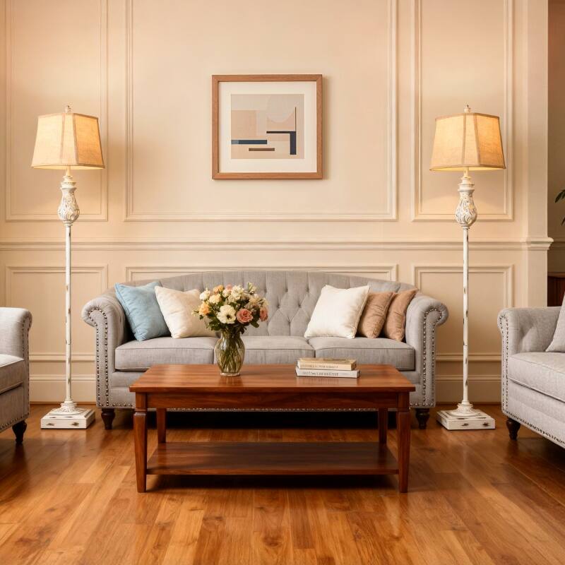 Back. Akoasm - 63in. Floor Lamp with Night Light, Linen Fabric Lampshade for Living Room, Bedroom, Office (Includes Bulb).