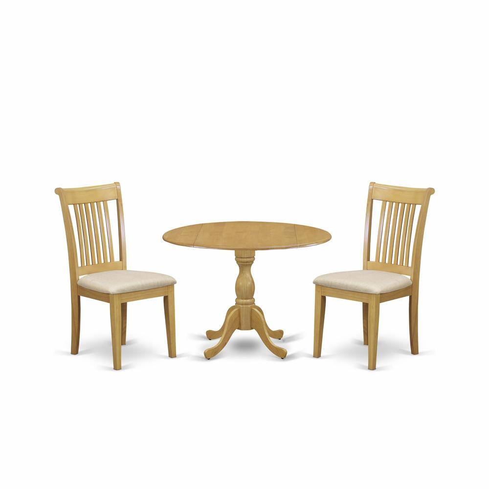 Left. East West Furniture - East West Furniture DMPO3-OAK-C 3 Piece Dining Table Set - Oak Wood Dining Table and 2 Oak Linen Fabric Chairs for - Oak.