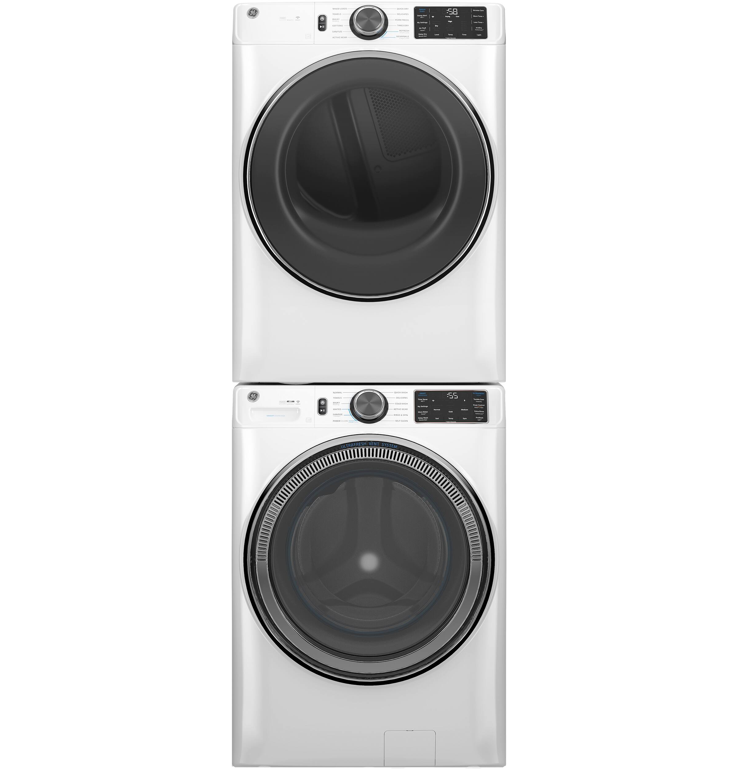 Alt View 16. GE - 7.8 Cu. Ft. Stackable Smart Electric Dryer with Steam - White.