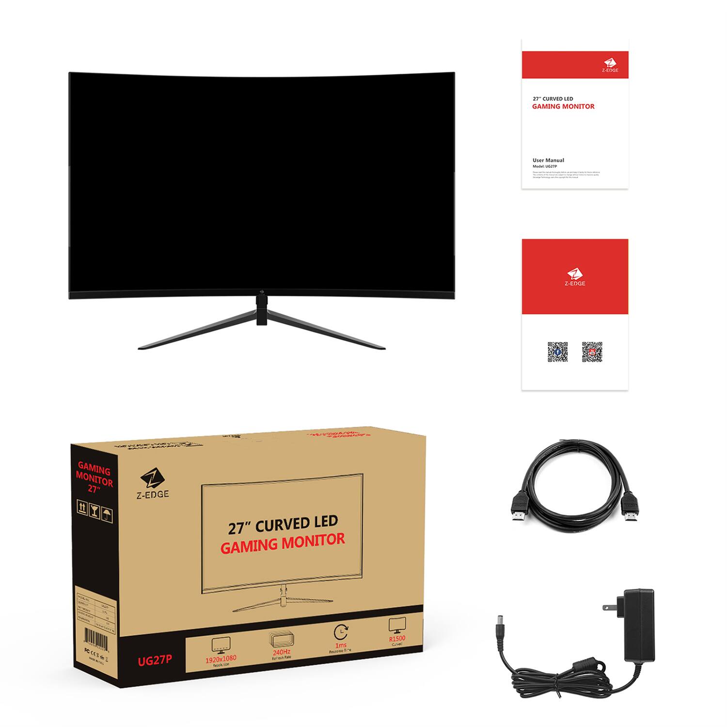 3003-5  
27 CURVED LED GAMING MONITOR  
User Manual Not Available  
Z-EDGE  
MINISIONAL 30000000  
MONITOR GAMING 27" Z-EDGE # Y 1  
27" CURVED LED GAMING MONITOR  

UG27P  
1920x1080  
240Hz  
1m5  
L Incone:  
R1500