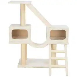 TRIXIE - Malaga Sisal 3-Level Cat Tree with Scratching Posts, Condos & Ladders - Beige