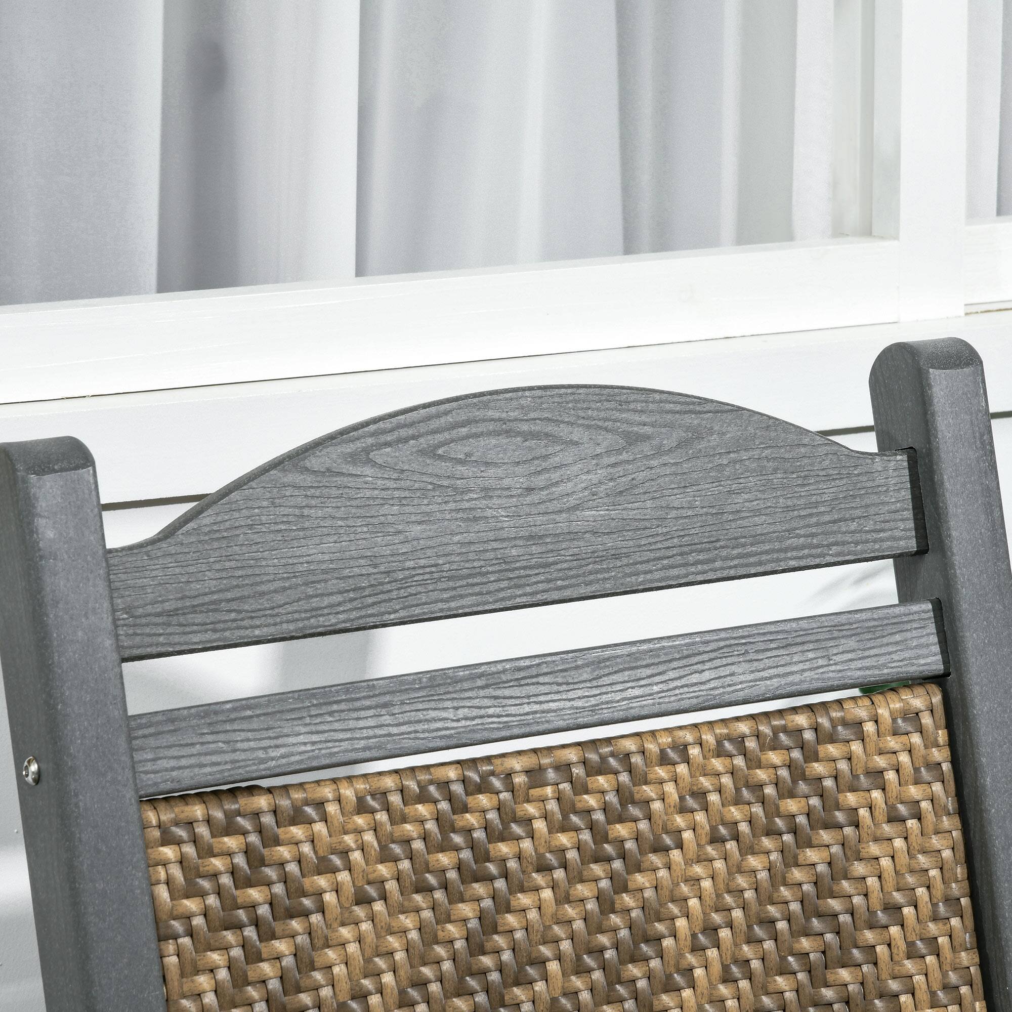 Alt View 4. Outsunny - Outdoor Rocking Chair, Traditional Wicker Porch Rocker w/ Soft Padded Seat, Breathable Backrest - Dark Gray.