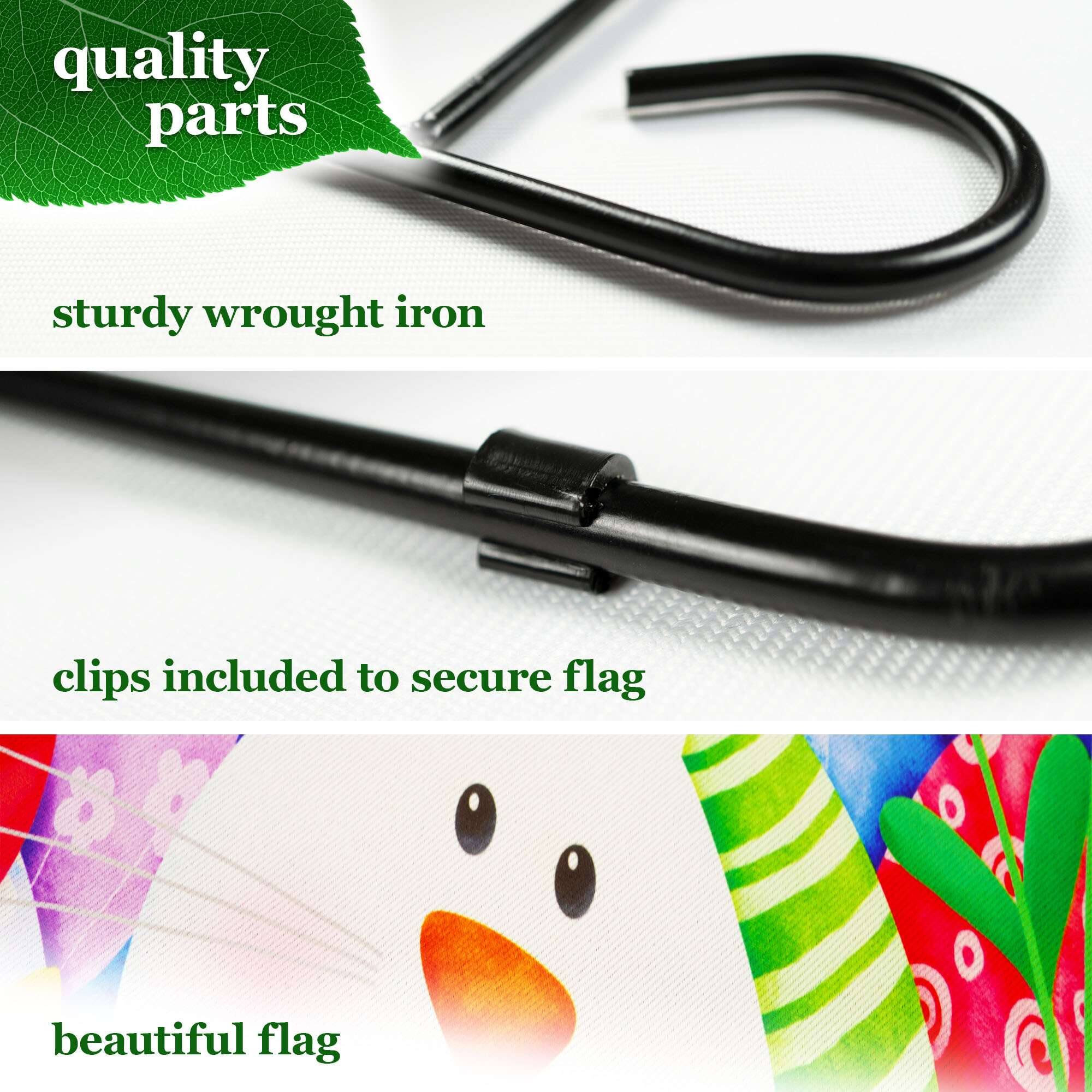- quality parts
- sturdy wrought iron
- clips included to secure flag
- beautiful flag