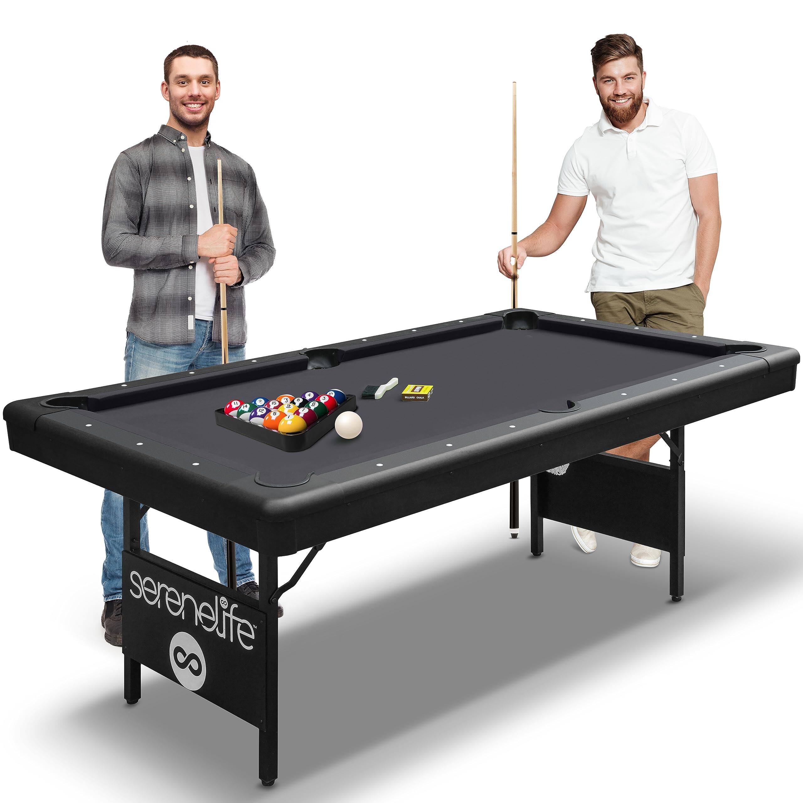 Alt View 1. SereneLife - SereneLife 76" Portable Pool Table – Foldable with Accessories Kit for Easy Gameplay (Blue) - Blue.
