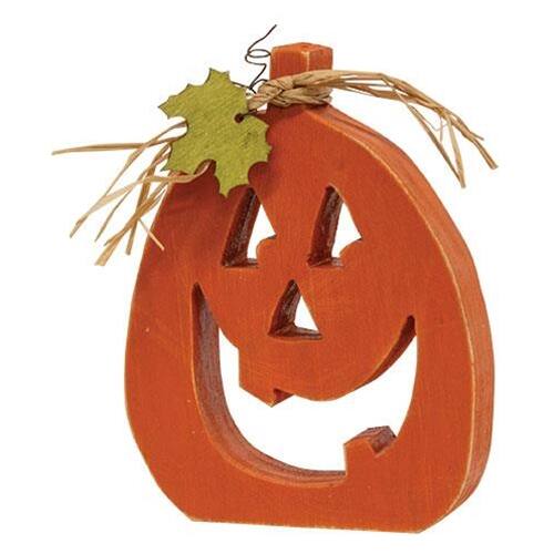 Alt View 1. BreeBe - 3/Set Cutout Jack O Lantern Chunky Sitters - Orange.
