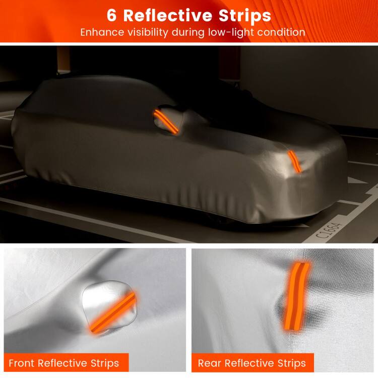 6 Reflective Strips  
Enhance visibility during low-light condition  

Front Reflective Strips  
Rear Reflective Strips