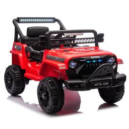 BreeBe - 12V Kids ride on Electric Truck Car with Parental Control, 2WD, Suspension, LED Lights, USB, MP3, Bluetooth, Ages 1-4 - Red