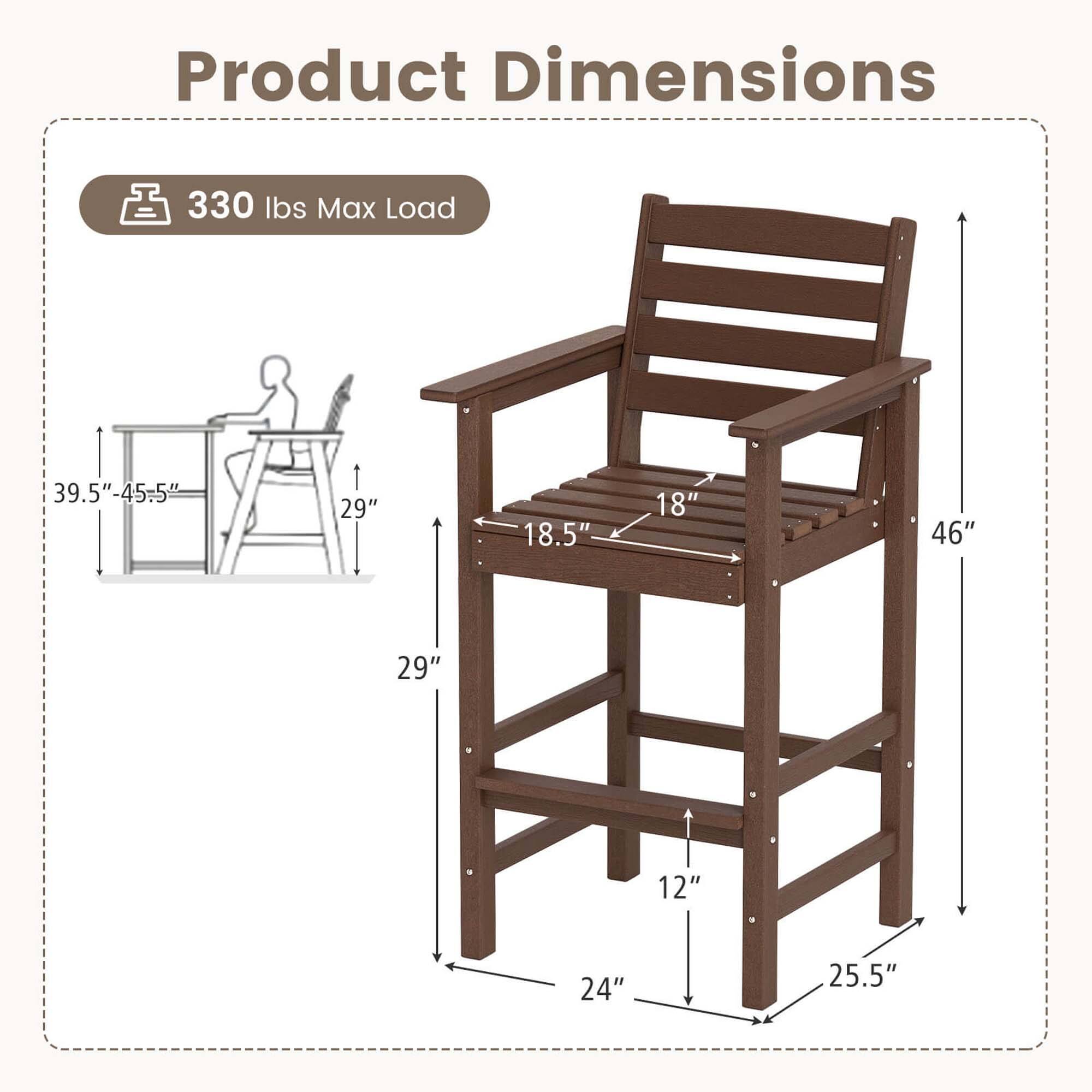 Product Dimensions: 330 lbs Max Load, 39.5"-45-5 1 29" 18.5" 18" 46" 29" 12" 24" 25.5"