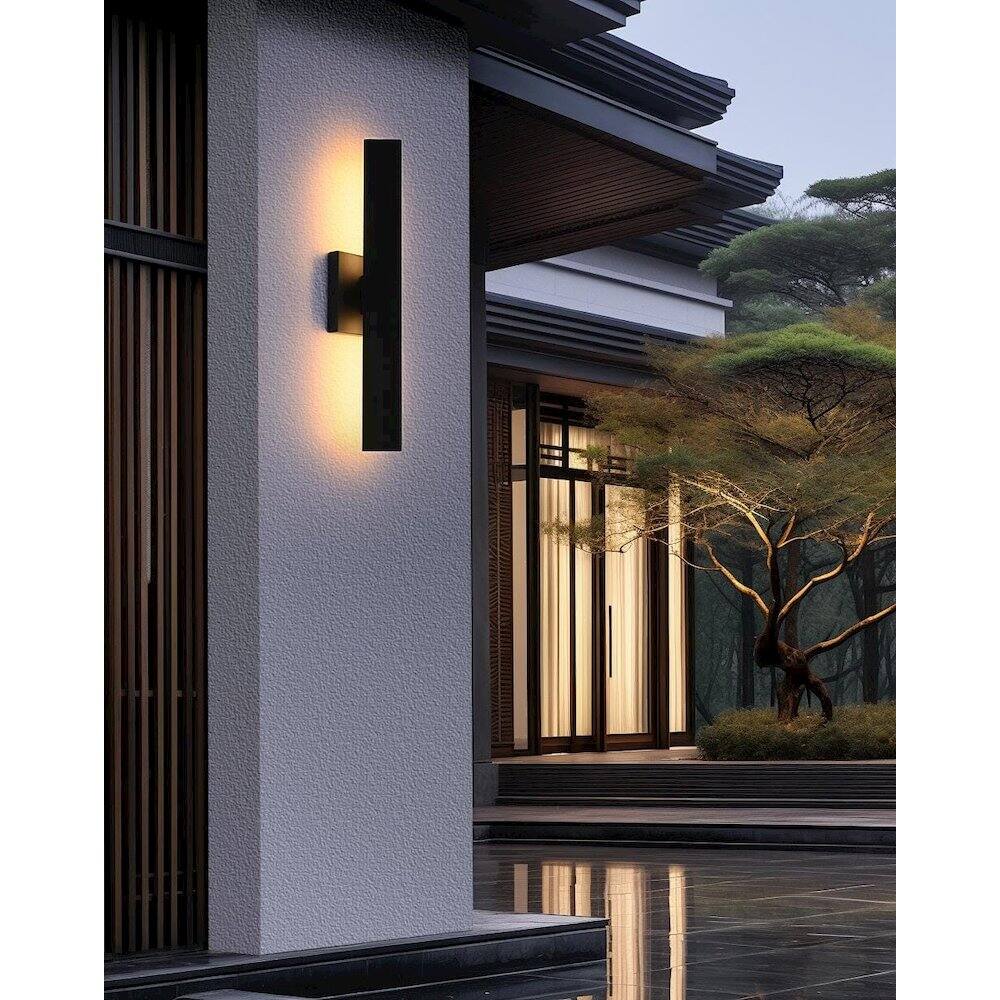 Alt View 4. Elegant Lighting - Troy 4.5 x 18 inch Outdoor Wall Sconce in Black - Black.