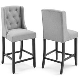 Modway - Baronet Upholstered Fabric Counter Bar Stool Set of 2 - Gray