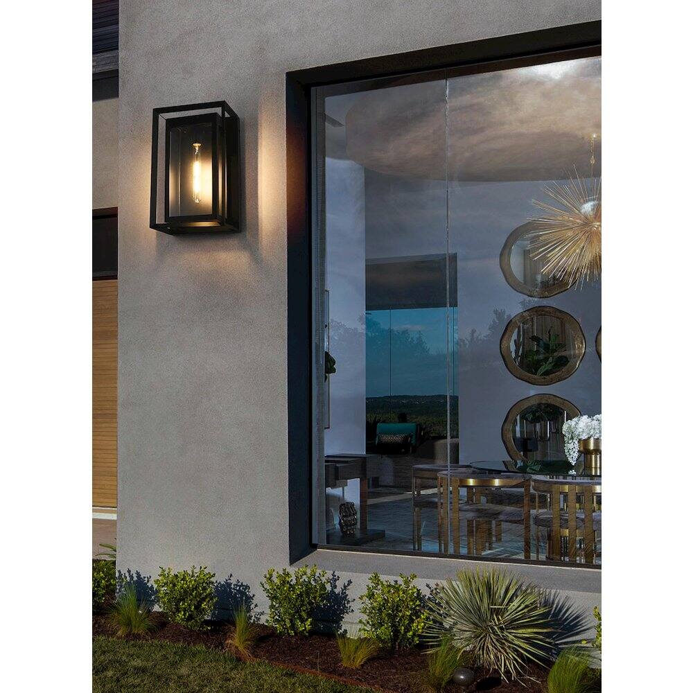 Alt View 4. Elegant Lighting - Etting 10 Inch Outdoor Wall Sconce In Black - Black.