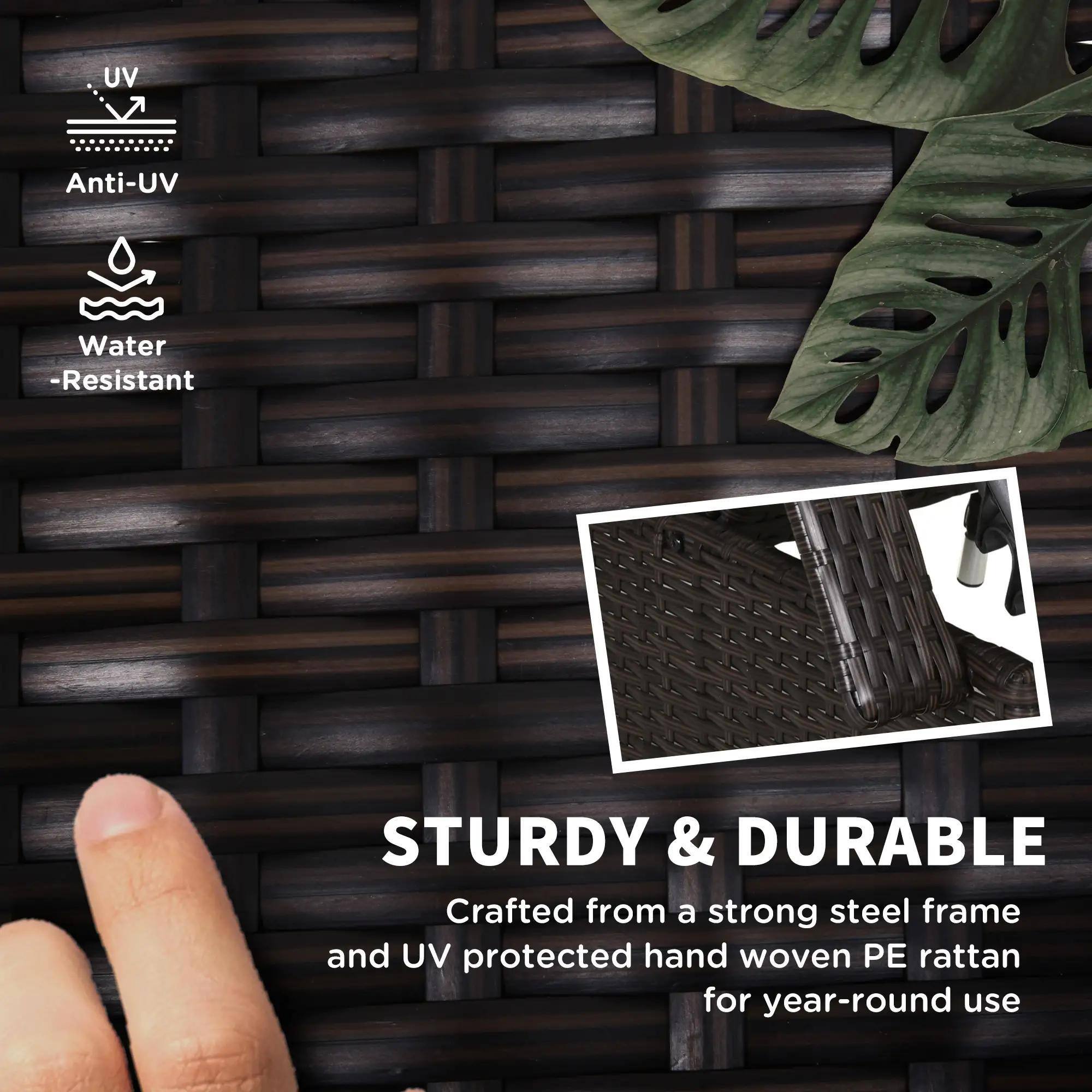 UV Anti-UV Water -Resistant STURDY & DURABLE Crafted from a strong steel frame and UV protected hand woven PE rattan for year-round use