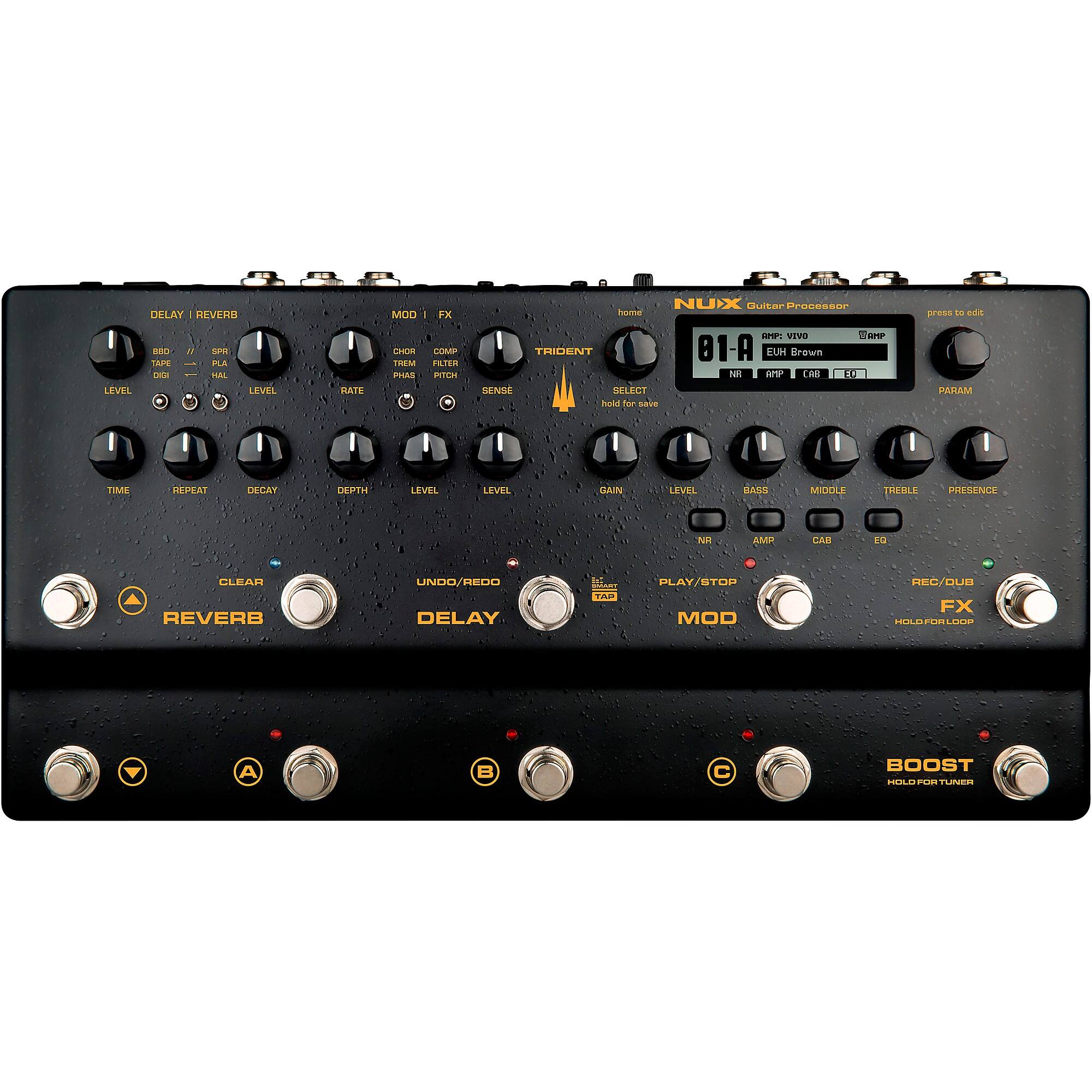 NUX - NME-5 Trident Guitar and Multi-Effects Processor | TSAC-4K AMP Modeling Algorithm | Loaded with 27 Cab IRs - Black