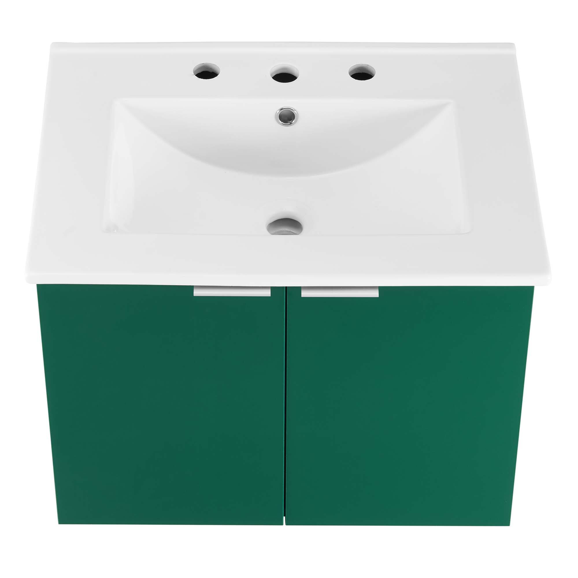 Alt View 5. Modway - Maybelle Wall-Mount Bathroom Vanity Basin Included - Green White.