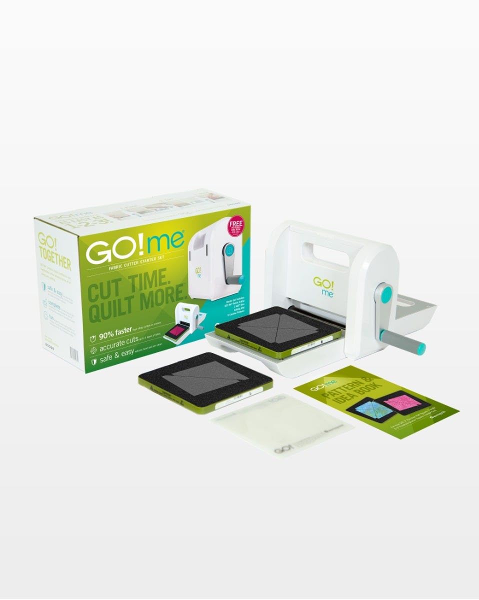 GO! me TOGETHER STARTER SET FABRIC CUTTER CUT TIME. QUILT MORE. 90% faster cuts accurate & easy safe FREE GO! me me 8 PATTERN BOOK IDEA