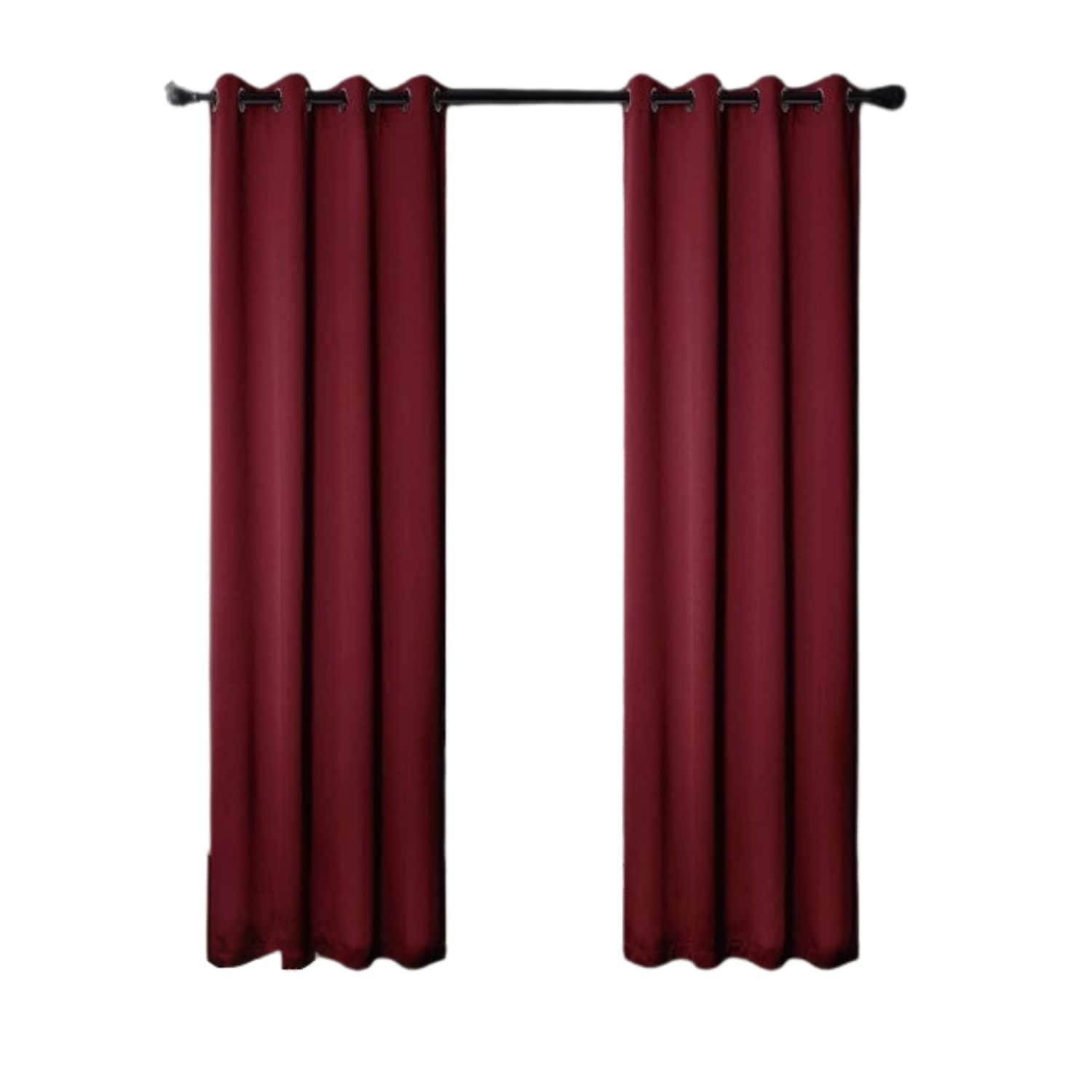 RT Designers Collection - 100% Polyester 250 GSM Riley 100% Blackout Grommet Panel 54" x 95" - Burgundy