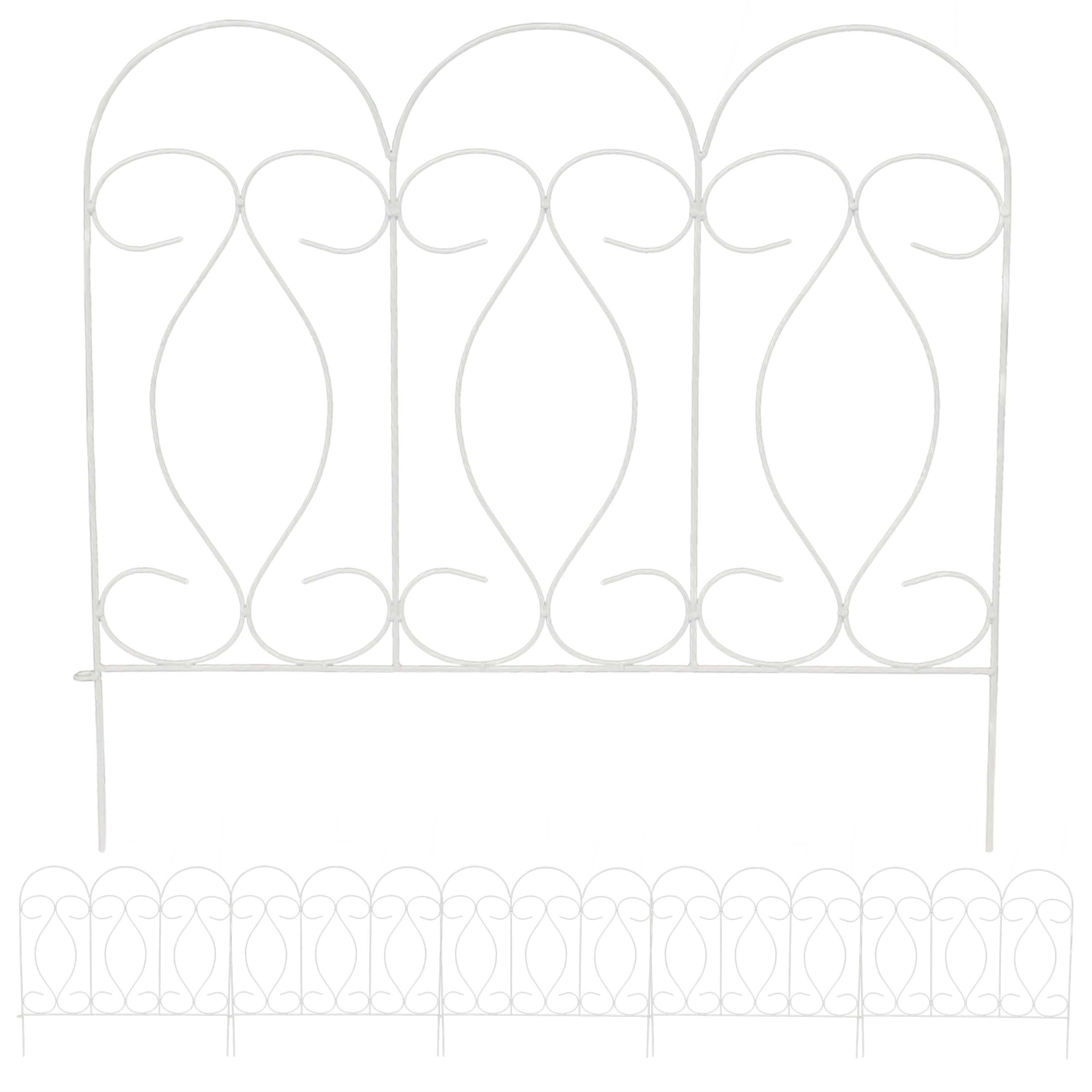 Alt View 5. Sunnydaze - 5-Piece Traditional Iron Garden Border Fencing - 10 ft - White.