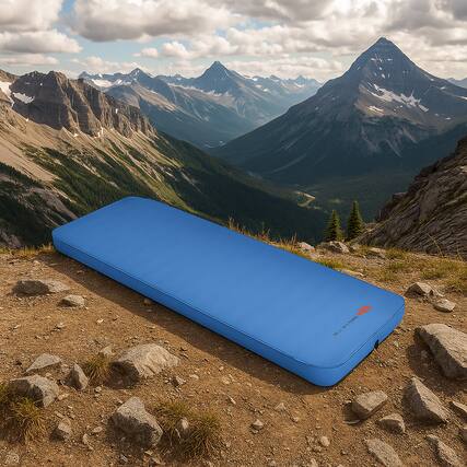 Front. BreeBe - Self-Inflating Foldable Camping Pad with Storage Bag - Blue.