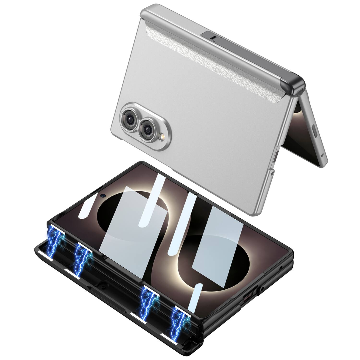 Alt View 3. Dteck - for Samsung Galaxy Z Fold8 Full-Body Case with Hinge Protection,Built-in Screen Protector,Shock-absorbent Hard PC Cover - Green.