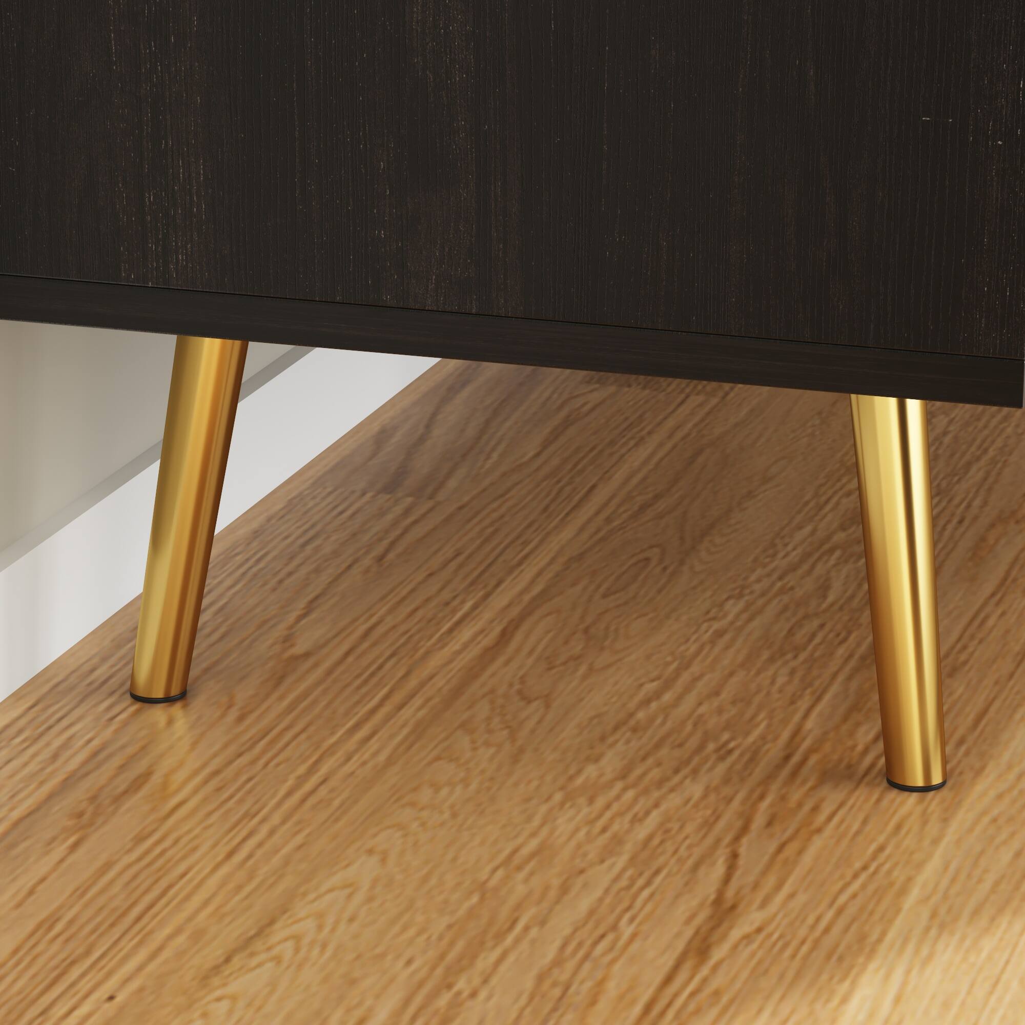 Alt View 1. FUFU & GAGA - FUFU&GAGA 6 - Drawer Double Dresser with Metal Legs Modern Storage Solution - Brown.