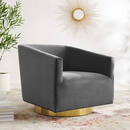 Twist Accent Lounge Performance Velvet Swivel Chair by Modway - Gold Charcoal