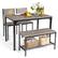 Front. Costway - 4pcs Dining Table Set Rustic Desk 2 Chairs & Bench w/ Storage Rack Grey - Grey.
