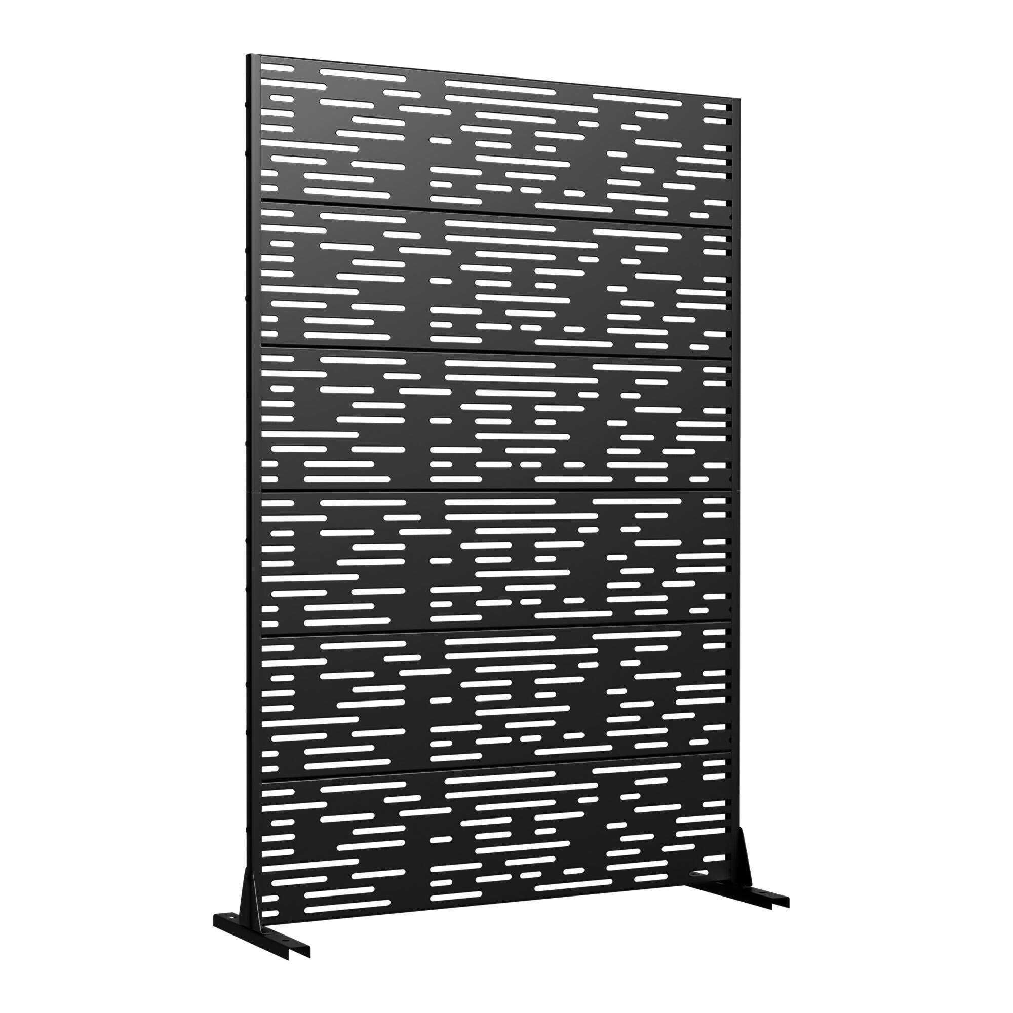 Angle. PexFix - 72 in. x 35 in. Godfrey Pattern Metal Outdoor Privacy Screen & Panels, Freestanding Garden Divider Fence - Black.