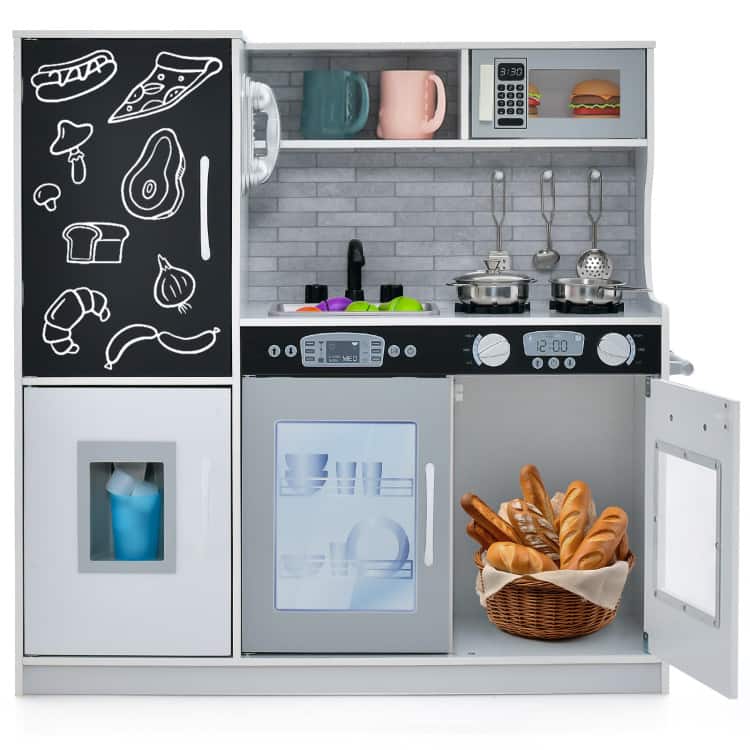 SlickBlue - Toddler Pretend Play Kitchen for Boys and Girls Ages 3–6 - White