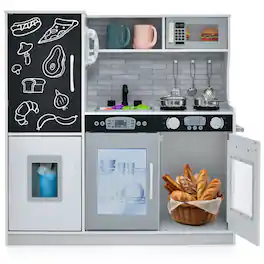 SlickBlue - Toddler Pretend Play Kitchen for Boys and Girls Ages 3–6 - White