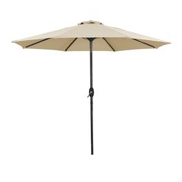 Boyel Living - 9 ft Outdoor Patio Market Umbrella with Push Button Tilt and Crank in Taupe - Brown