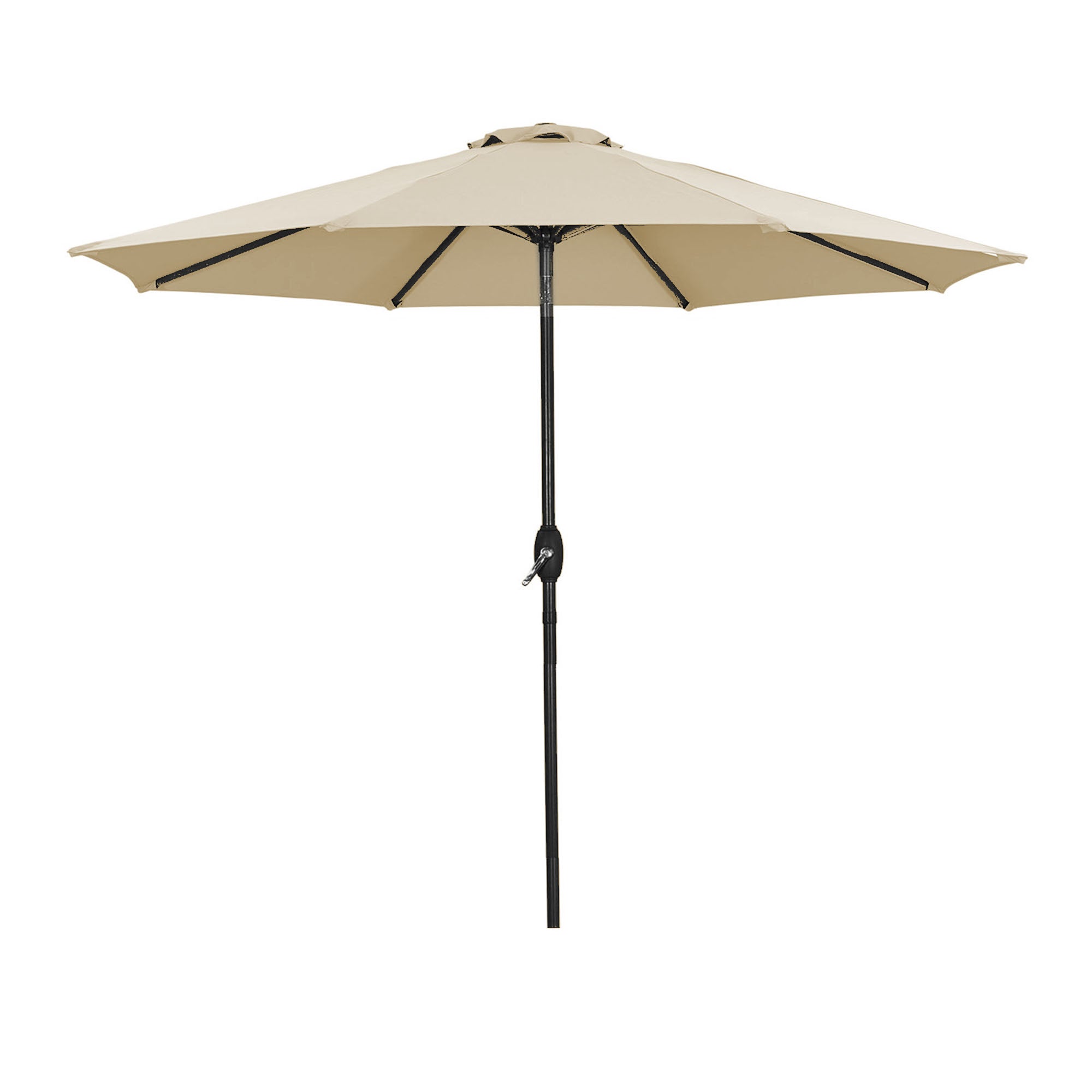 Front. Boyel Living - 9 ft Outdoor Patio Market Umbrella with Push Button Tilt and Crank in Taupe - Brown.