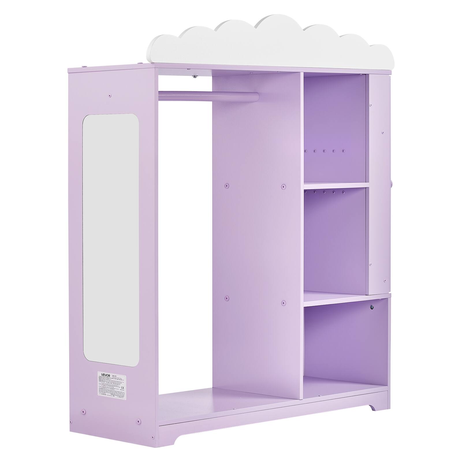 Alt View 5. VEVOR - Kids Dress Up Storage, with Jewelry Cabinet, Dress Up Closet with Mirror and Shelves, Princess Costumes Wardrobe Closet - Purple.