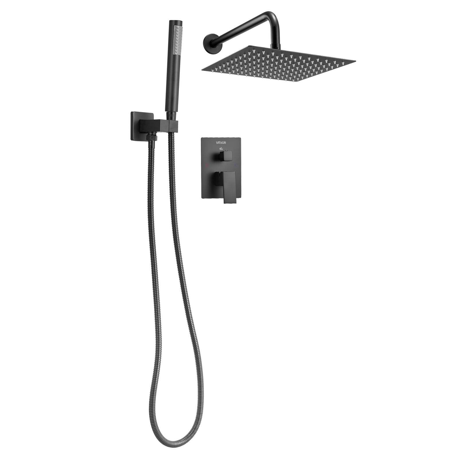 Alt View 5. VEVOR - Shower Faucet Set, Rainfall Bathroom Shower System with 10-Inch Square Rain Shower Head and Handheld Spray - Matte Black.