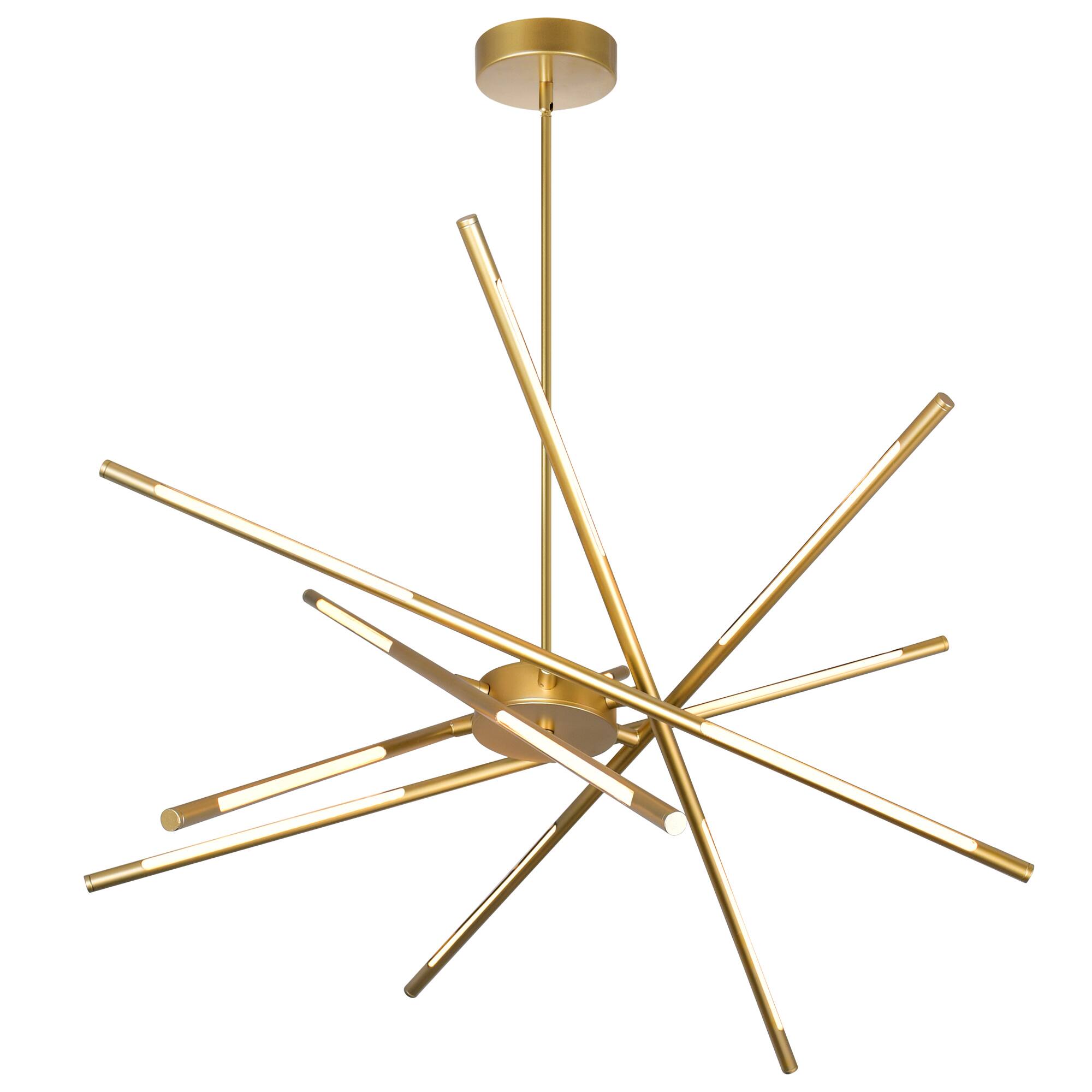 Angle. CWI Lighting - Oskil LED Integrated Chandelier With Satin Gold Finish - Satin Gold.
