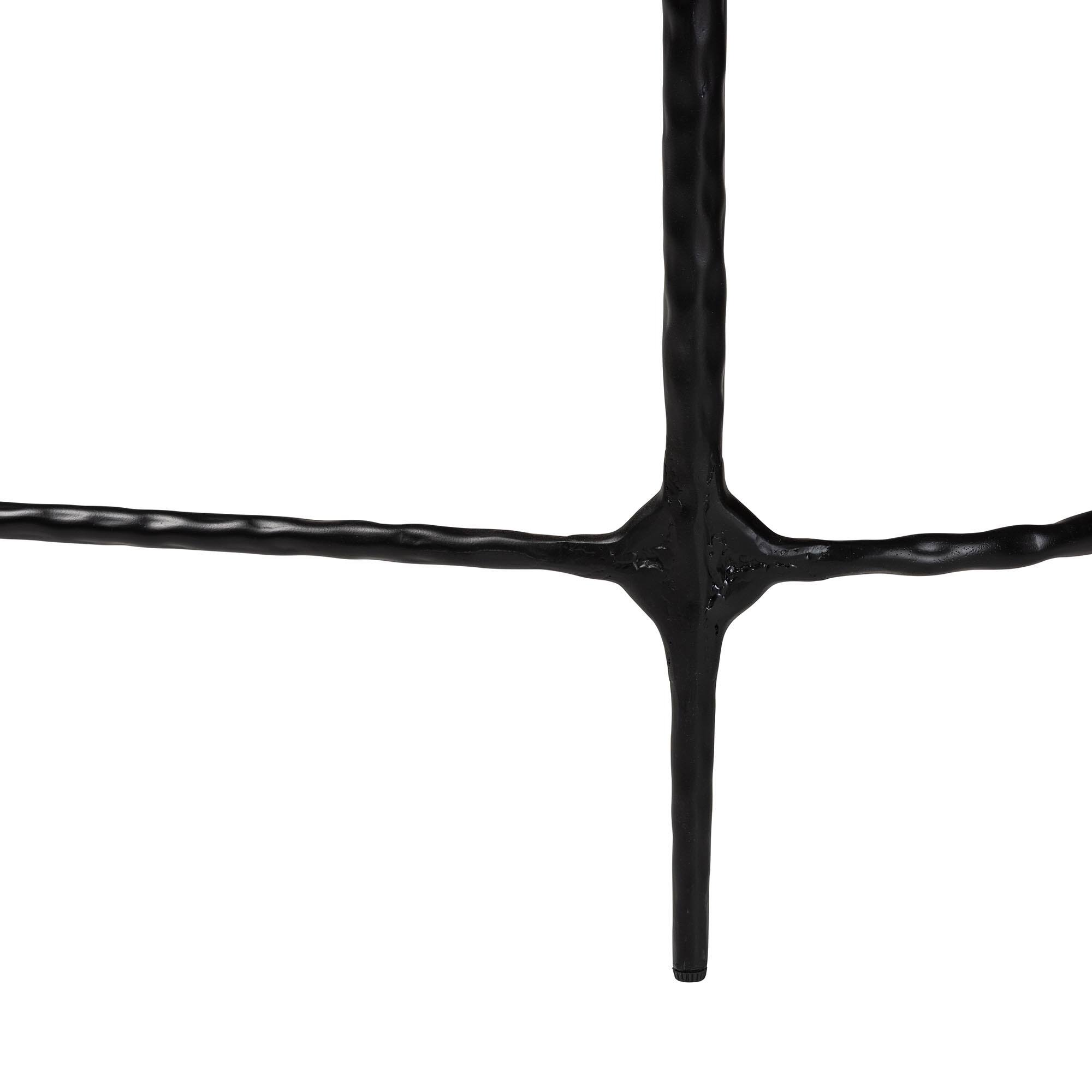 Alt View 1. Baxton Studio - Edsel Marble Console Table - Modern Rustic Accent Table with Hand-Forged Metal Frame, Rounded - Marble White/Black.