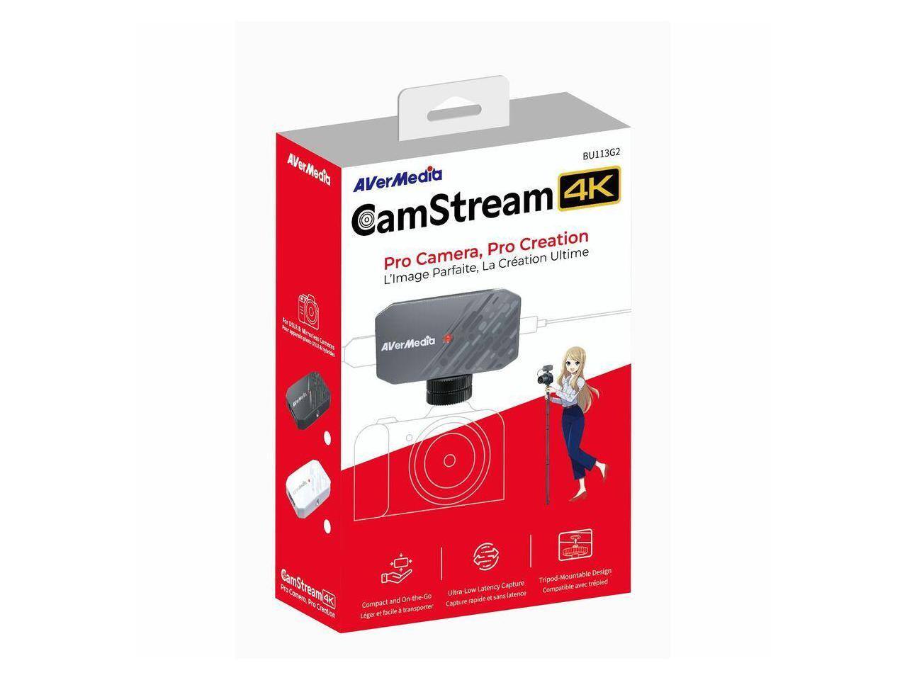 AV BU113G2 - AVerMedia 4K CamStream Pro Creation Camera, L'Image Parfaite, La Création Ultime Pro, Capture rapide et sans latence, Tripod-Mountable Design, Compatible On-the-Go, Compact and Lightweight, Ultra-Low Latency, Easy to Transport