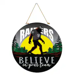 Evergreen Enterprises - Las Vegas Raiders 18" Bigfoot "Believe in Yourself" Team Logo Wood Round Door Sign - Multicolor