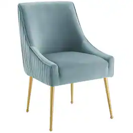 Discern Pleated Back Upholstered Performance Velvet Dining Chair by Modway - Blue
