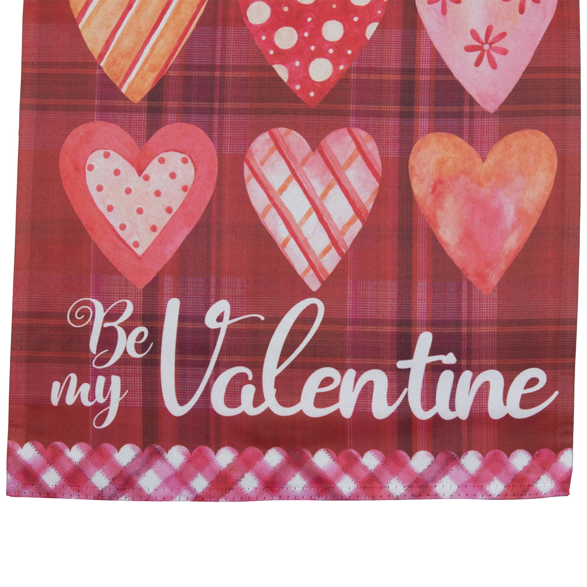 Alt View 4. Northlight - Be My Valentine Plaid and Heart Garden Flag 18" x 12.5" - Red.