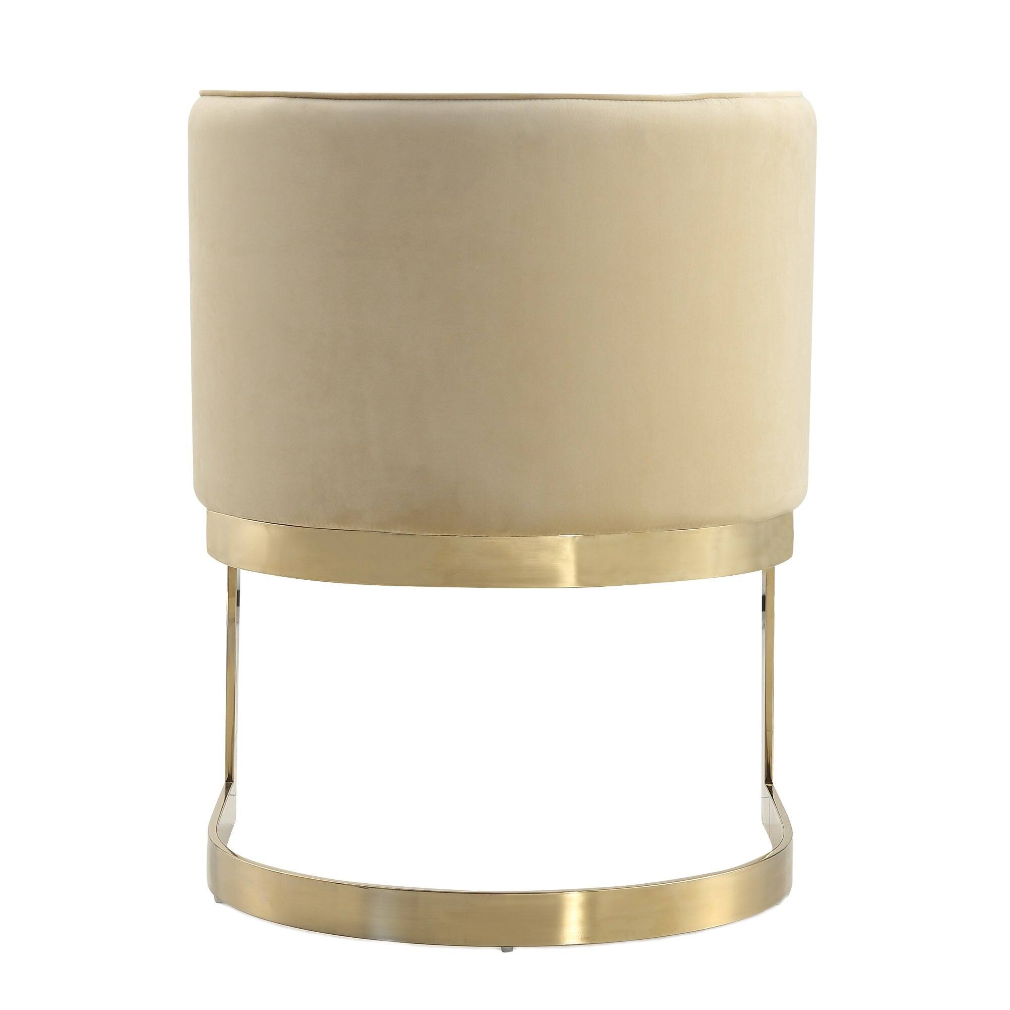 Alt View 4. Manhattan Comfort - Aura Modern Metal Velvet Dining Chair - Set of 2 - Sand.