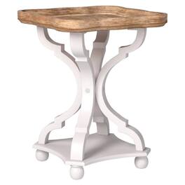 COZAYH - Square Rustic Wooden Accent Tray Top Nightstand Side Table, White Legs - Wood, White