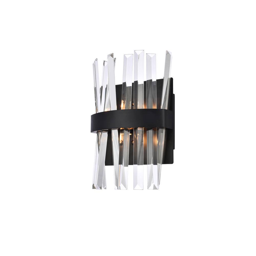 Alt View 2. Elegant Lighting - Serephina 8 inch crystal bath sconce in black - Black.