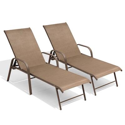 Alt View 6. Crestlive Products - Crestlive Products Set of 2 Stackable Aluminum Frame Adjustbale Chaise Lounge Chair - Brown.