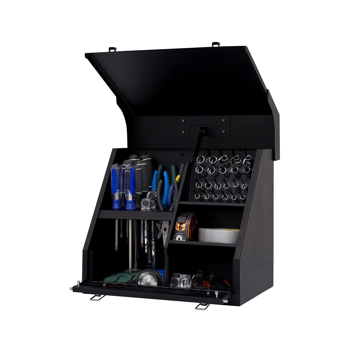 Alt View 1. Fabibe - Hand Held Shopbox Black (sb150b) - Triangle lid design locks tools in place when closedSteel socket tines and a tool ... - Default.