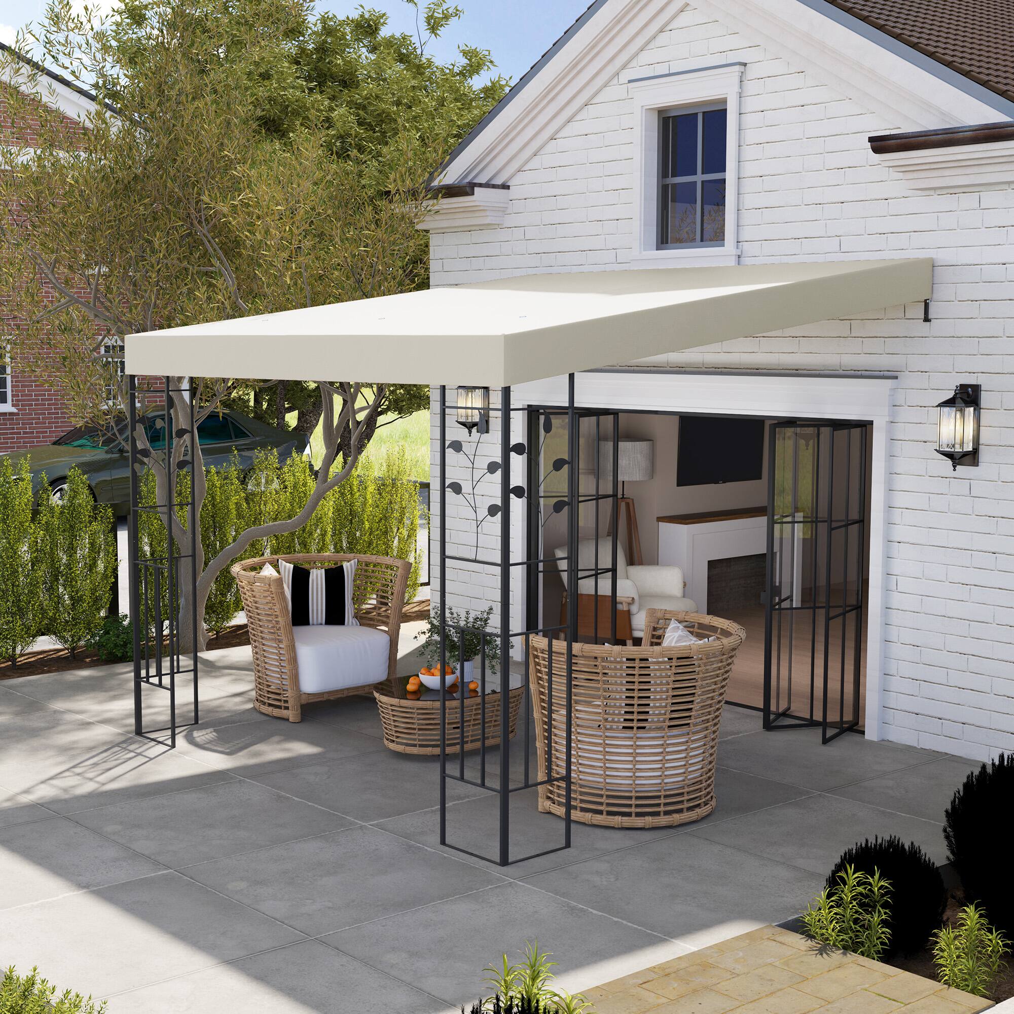 Alt View 1. Outsunny - x 10' Outdoor Pergola Canopy, Metal Patio Canopy with Drainage Holes for Backyard, Garden - Cream White.