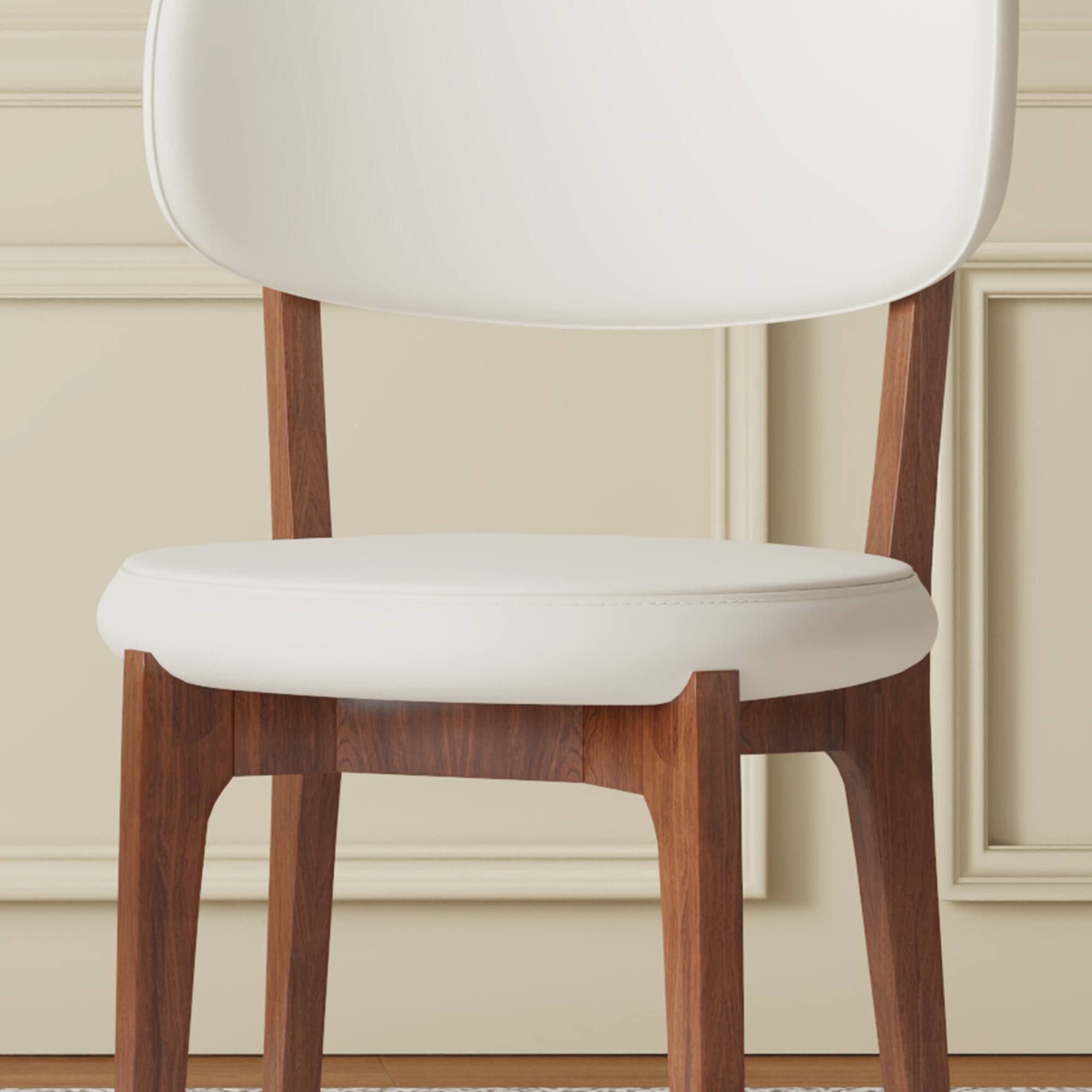 Alt View 2. GOODSILO - Modern Upholstered Dining Chair with Wooden Legs for Kitchen and Dining Room Comfortable Seating, Set of 2 - Orange.