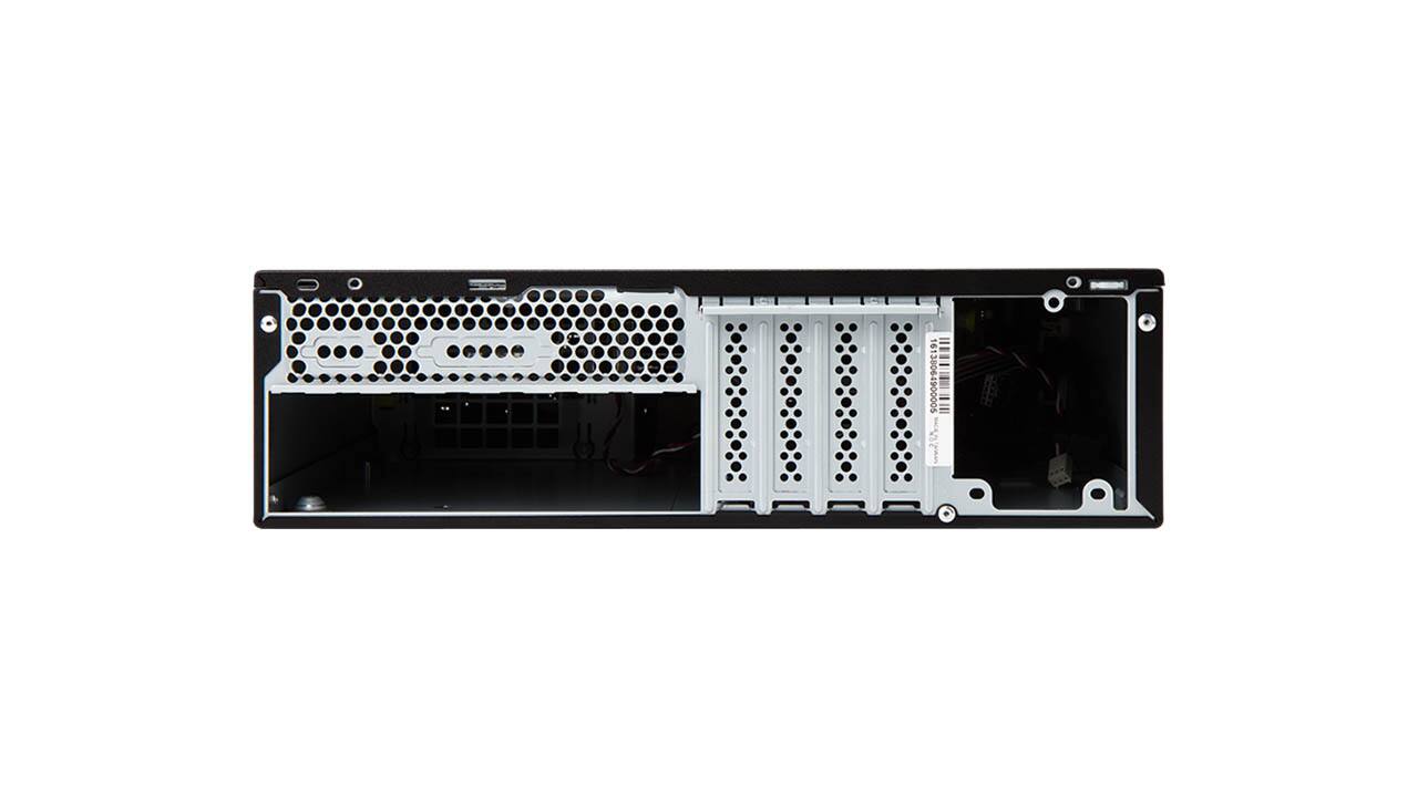 Alt View 2. In Win - CE685 Slim Micro-ATX Mini-ITX Small Form Factor Desktop with 450W TFX PS Pre-Installed, 11.9L, 90mm Front Fan - Black.