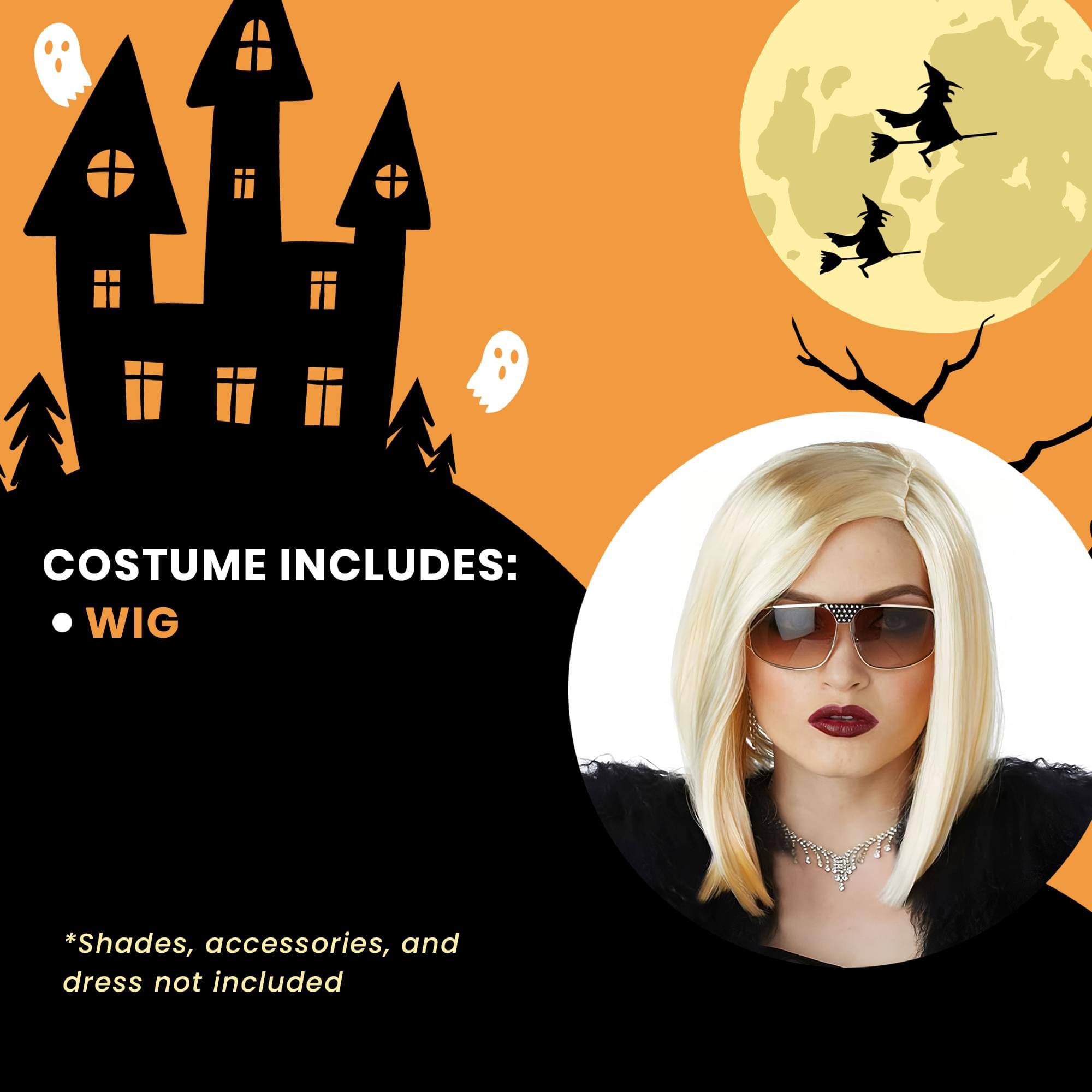 COSTUME INCLUDES:  
- WIG  

*Shades, accessories, and dress not included